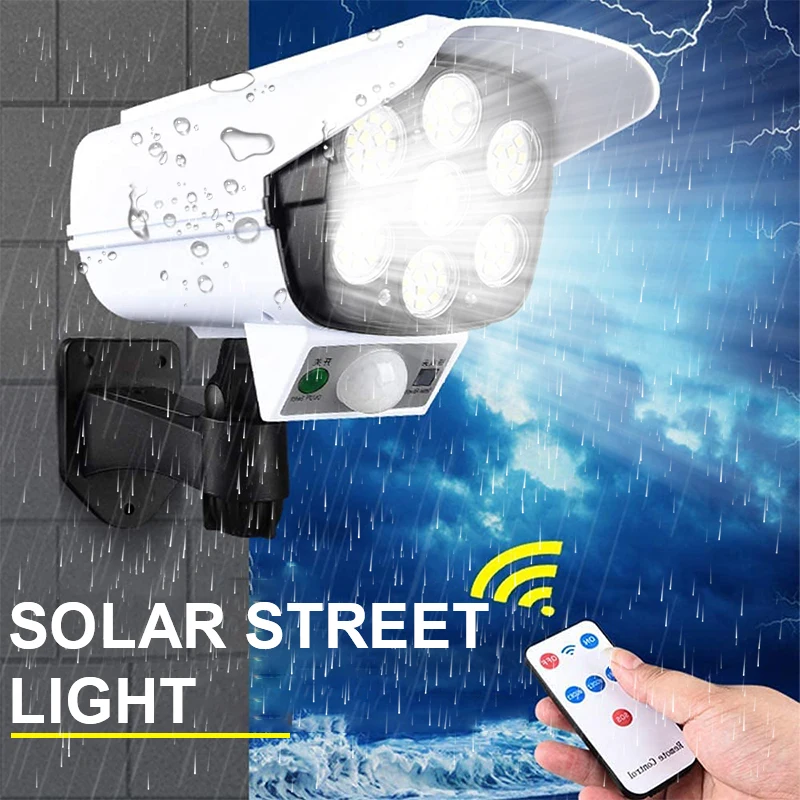 

77 LED Solar Light Motion Sensor Security Dummy Camera Wireless Outdoor Flood Light IP65 Waterproof Lamp 3 Mode For Home Garden
