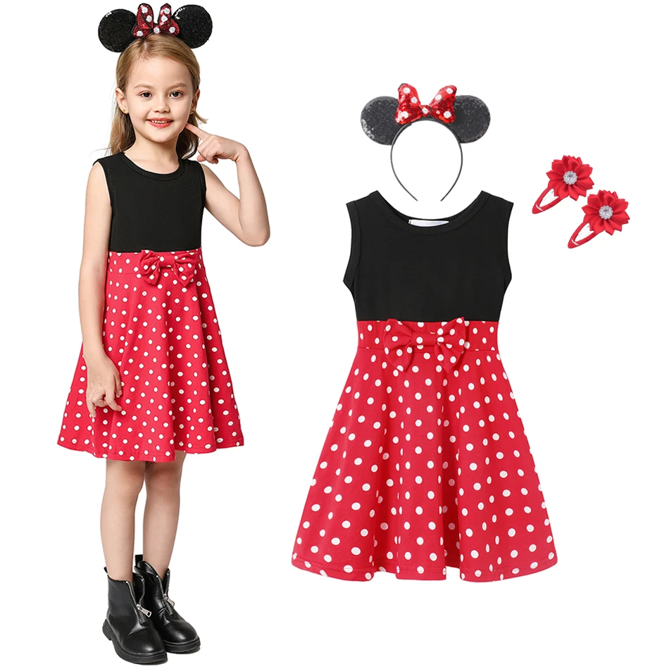 2023 Girl Dress Kids Toddler Mickey Minnie Mouse Daisy Cartoon Puff Sleeve Clothes Backless Cute Frozen Elsa Princess Dresses images - 6
