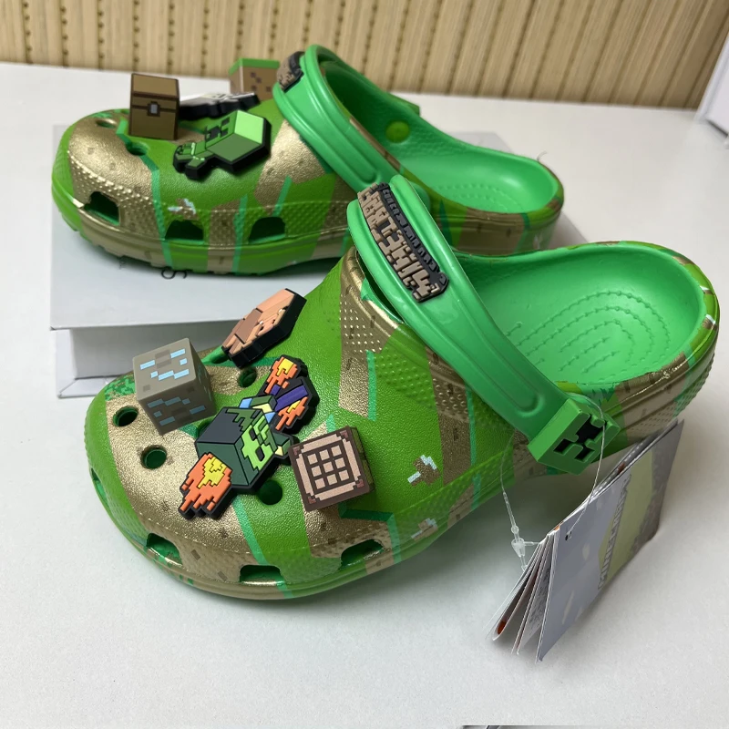 Фото Новые зеленые летние детские тапочки Miniso с героями мультфильмов, детские тапочки с милым рисунком, нескользящие сандалии на мягкой подошве, подарок №3