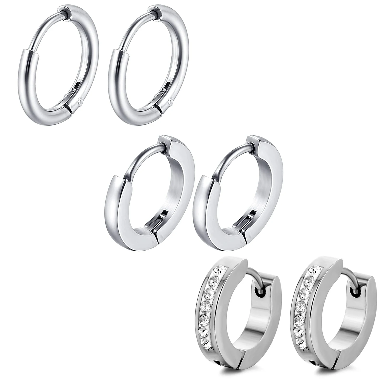 

Серьги-кольца из хирургической стали 316L, 3 пары