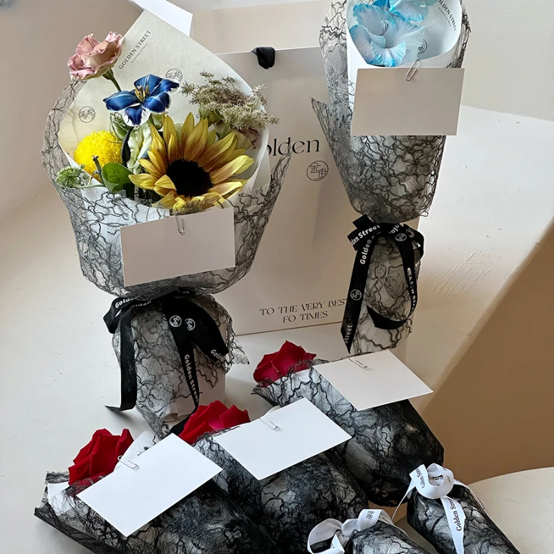 

Flower Bouquet Lafite Packaging Paper Lace Feeling Creative Hollowed Out Art Paper Flower Shop Handmade Floral Packaging Paper