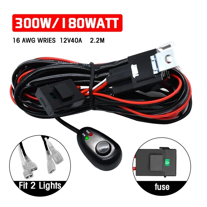 

Car Work Light Switch Motorcycle Wiring Harness For Car Boat Truck 16AWG 300W 12V 40A Cable Relay Wire