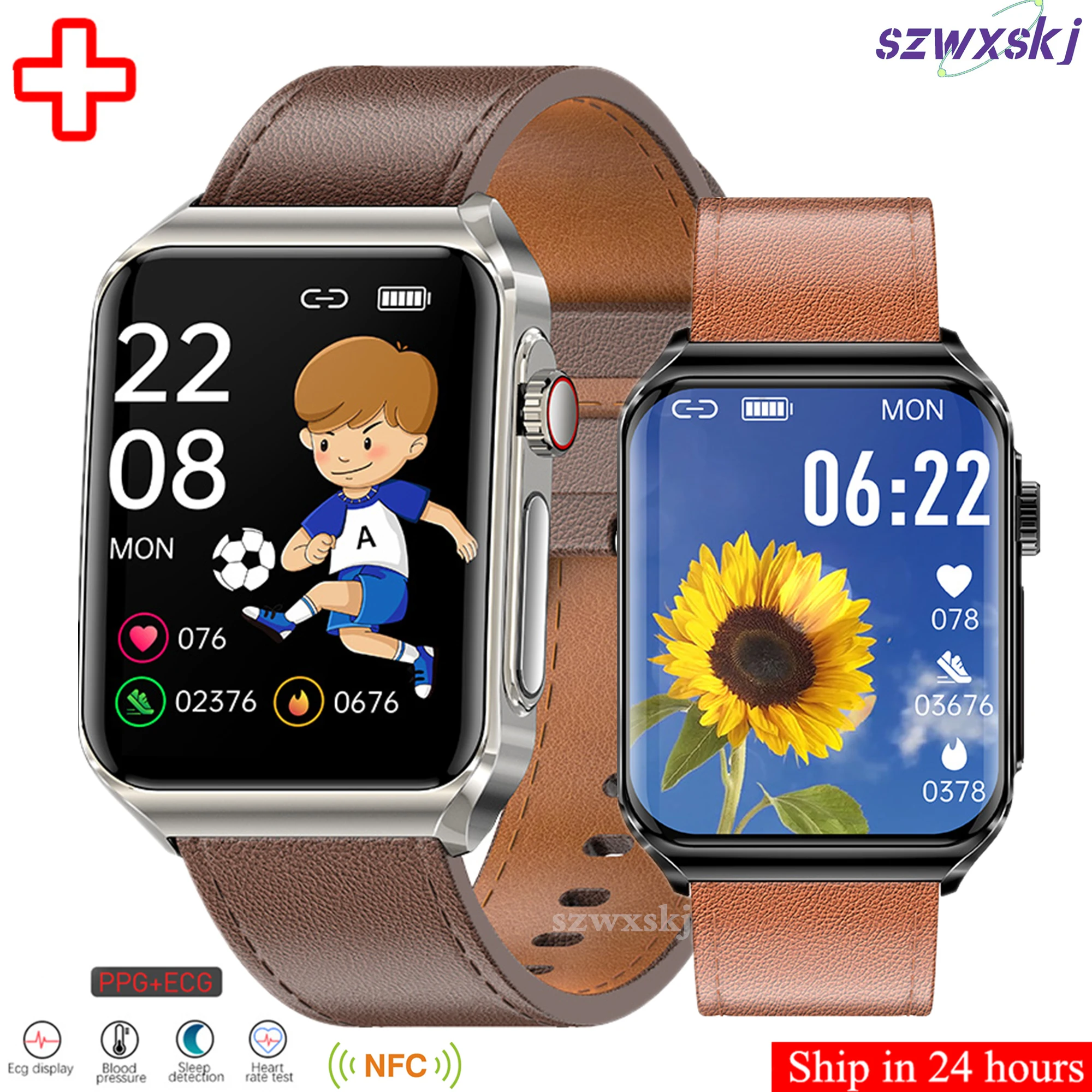 

Смарт-часы ECG + PPG HRV, неинвазивные Bluetooth-часы с измерением уровня сахара в крови, 1,85 дюйма, мониторинг температуры тела