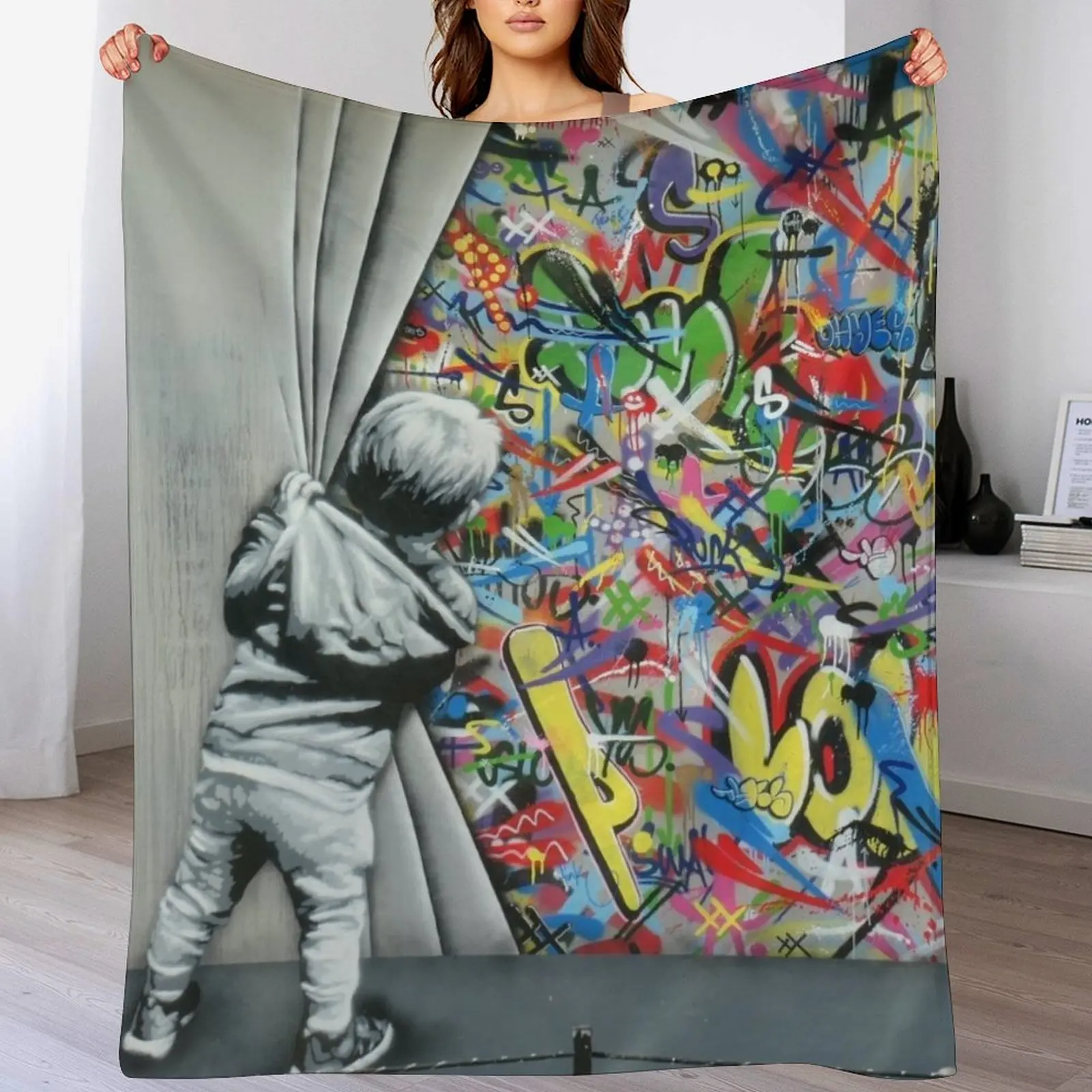 За шторкой — Martin Whatson (Wynwood Walls Edition) Одеяло в стиле Майами одеяла с свободным