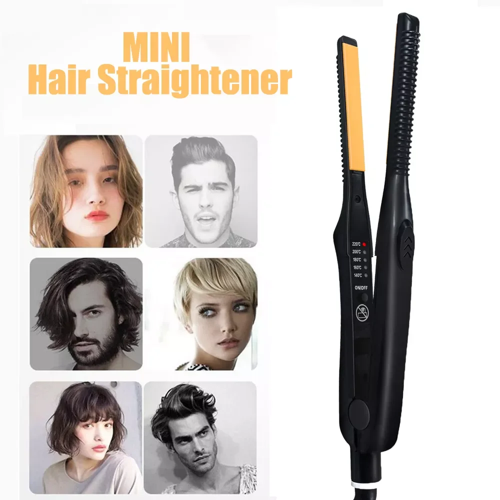 

Mini Hair Straightening Small Flat Iron For Short Hair Thinnest 2 in 1 Hair Straightener Curler 3/10 Inch Beard Straightening
