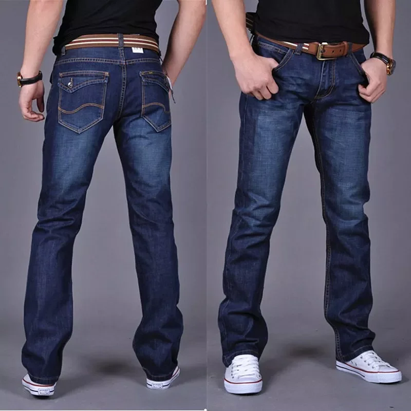 2022New Men's Straight Stretch Slim Business Jeans Youth Popular Mid-Waist Fashion Men's Long Pants Denim Pants