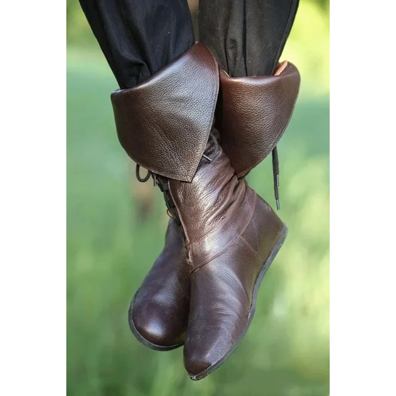 Мужские кожаные ботинки Cosplaydiy в средневековом стиле ботильоны среднего возраста