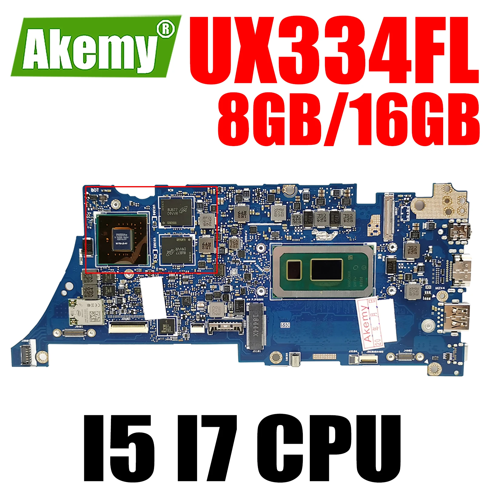 

Материнская плата UX334FL для ноутбука ASUS ZenBook UX334FL UX434FAC, материнская плата для ноутбука I5 I7 8-го 10-го поколения, ЦП 8 ГБ 16 ГБ ОЗУ