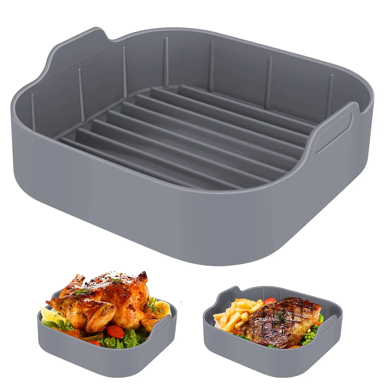 

Air Fryer Silicone Pot Bakeware Oven Baking Tray Pizza Mat Nonstick Basket Grill Pan Kitchen Cake Cooking Tools Accessories