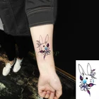 Водонепроницаемая Временная тату-наклейка с милыми кроличьими цветами и большими глазами тату-наклейка s флэш-тату поддельные татуировки для детей
