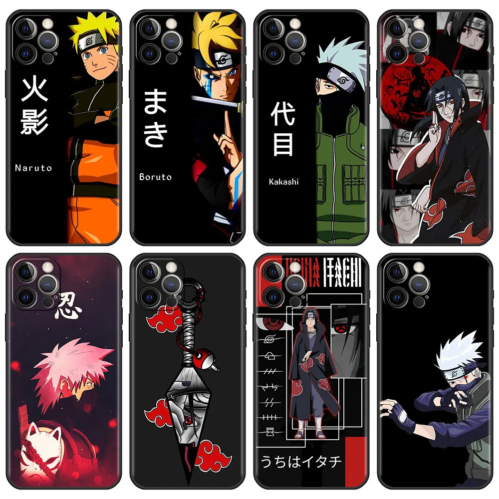 

Estuche Case for Apple iPhone 11 12 Pro 13 Pro Max 8 7 XR X XS Plus 6 6S SE Black Luxury SmartPhone Funda Boruto Naruto Uzumaki