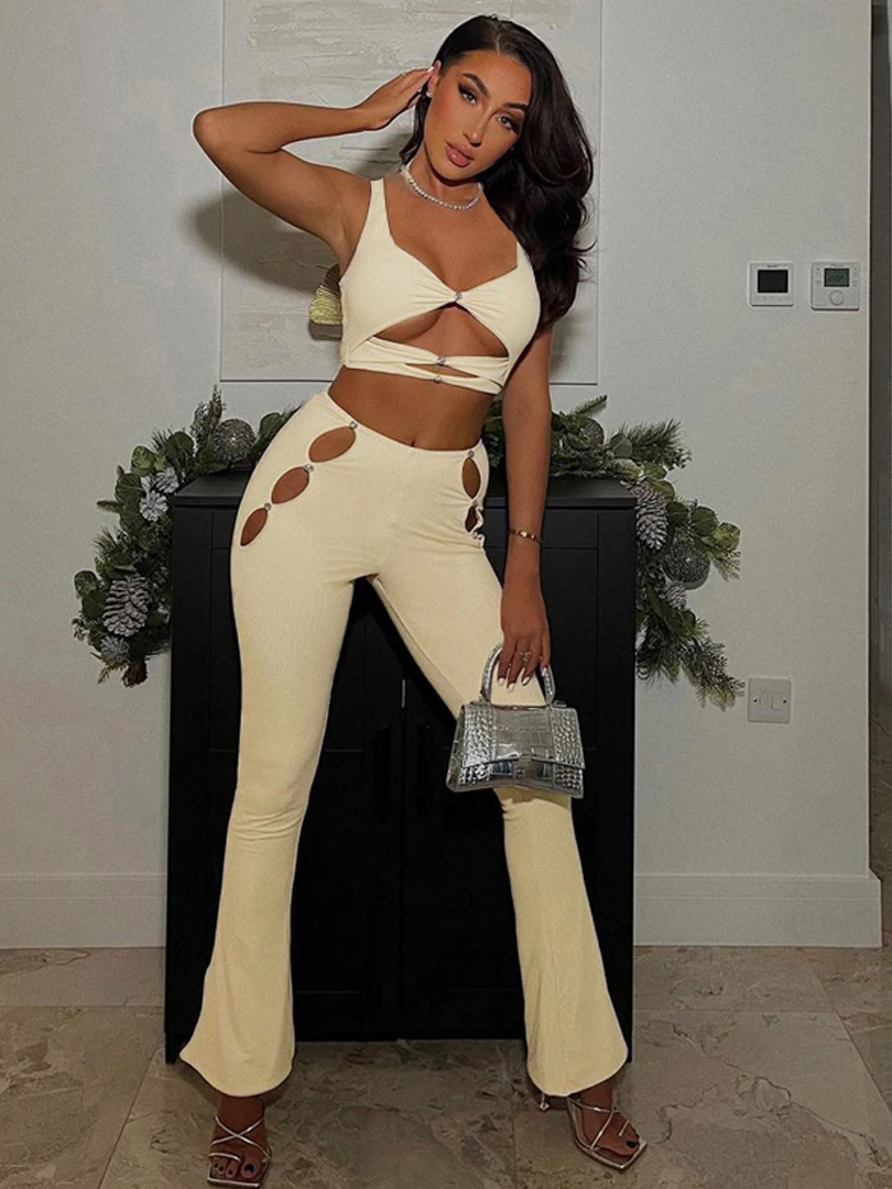 Hugcitar бриллиантовый укороченный топ без рукавов с лямкой на шее открытые