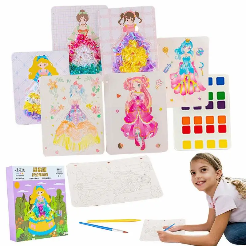 

Hand-Painted Coloring Book DIY 3D Cartoon Hand-Painted Dress Up Book Toy Educational Puzzle Puncture Painting Poking And
