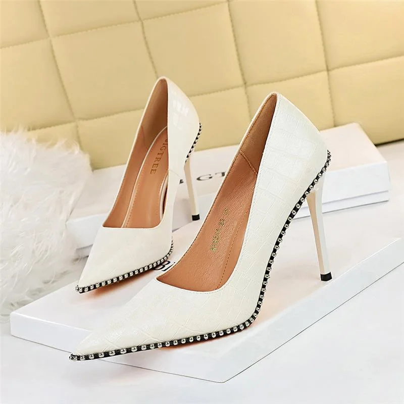 

High Heels Women 2022 Summer Vintage Rivets Women's Heels Casual Woman Heel Party Female Shoes Soft Footwear Zapatos De Mujer
