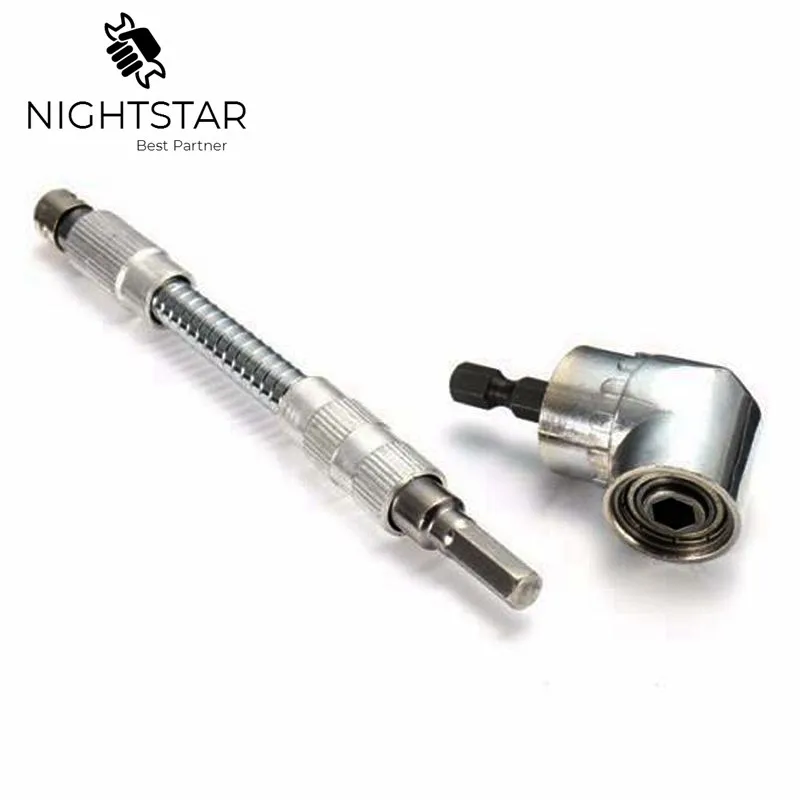 Krachtige 2 шт. 105 градусов угол патрон-адаптер сверла угол отвертки 1/4 дюйма шестигранный бит + 150 мм гибкий вал