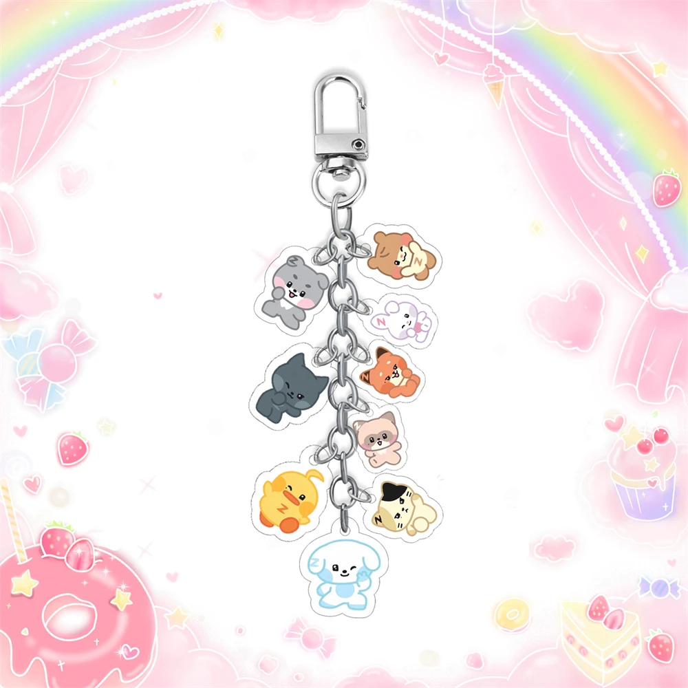 Брелок KPOP (G)I-DLE TWS ILLIT RIIZE ITZY Babymonster ZB1 мультяшный акриловый длинный брелок-цепочка