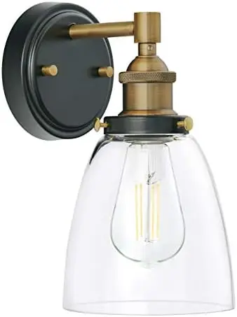 

Brushed Nickel Sconce Lighting Fixture Farmhouse Bathroom Sconce Bedroom Lighting and Hallway Light with Clear Glass Shade,