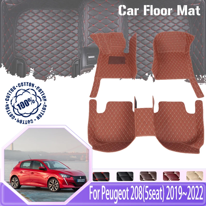 

Car Floor Mats For Peugeot 208 P21 2019 2020 2021 2022 5seat Leather Floor Covers Auto Car Accessories Interior Tapestry Carpet