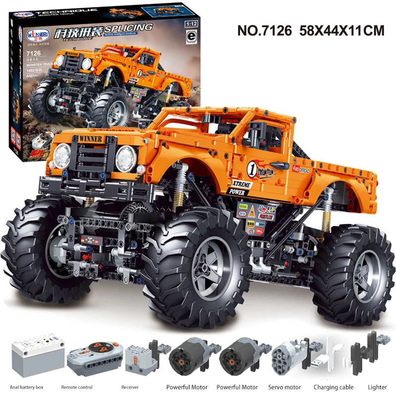

Technician RC Car Monster Truck Model 42126 1492pcs Building Blocks Bricks Remote Control Off-road 4x4 Truck Boy Toys Gift Set