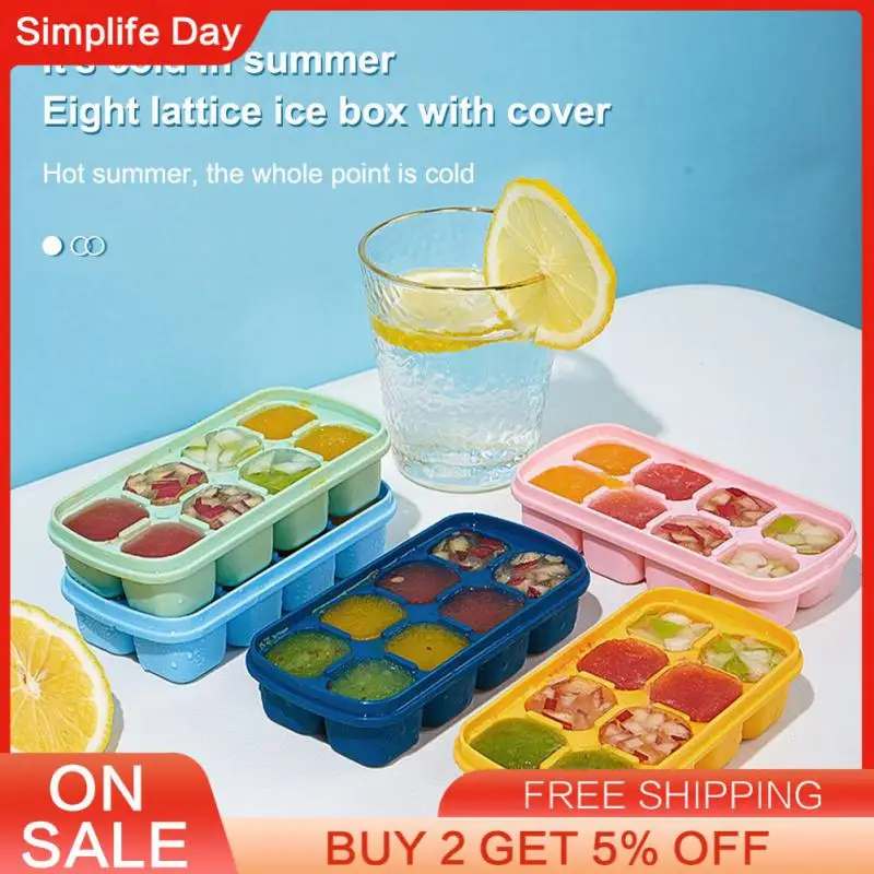 

Ice Tray Mold 8 Grids Summer New Soft Ice Mold Easy Demoulding Ice Maker Kitchen Ice Cream Tools Home Handmade Ice Cream Box