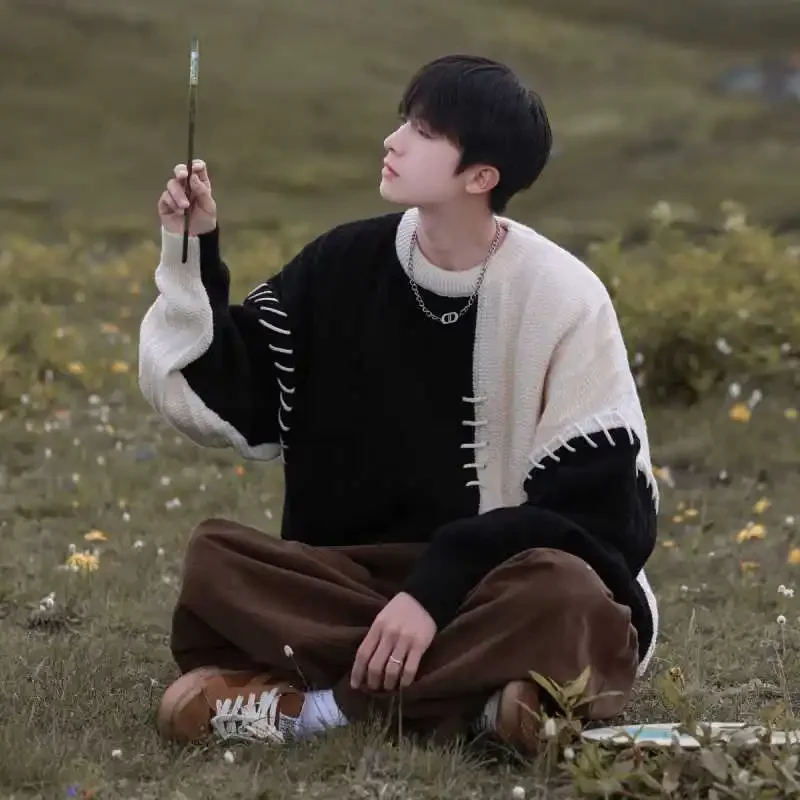 Осень/зима свитер ручной работы мужской японский винтажный повседневный модный