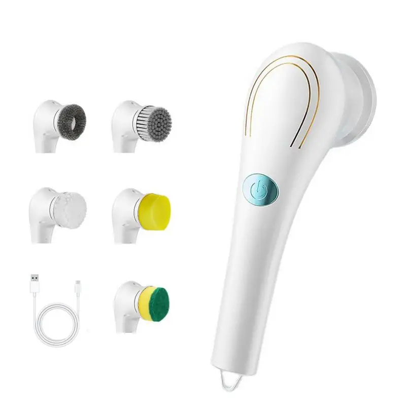 

Electric Brush Cleaner Bathroom Wash Brush Cleaning Brush Electric Brush Tool With 5 Brush Heads For Kitchen Cleaning