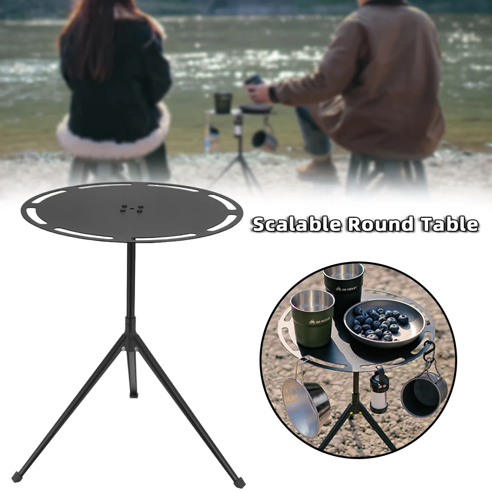 

Круглый походный стол с подвесным отверстием, многофункциональный нескользящий боковой стол для сада и пикника