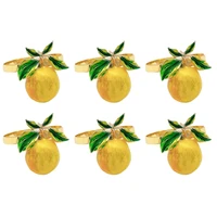 6pcs lemon napkin rings napkin holders tropical fruit napkin buckle table top decor for birthday wedding party decor