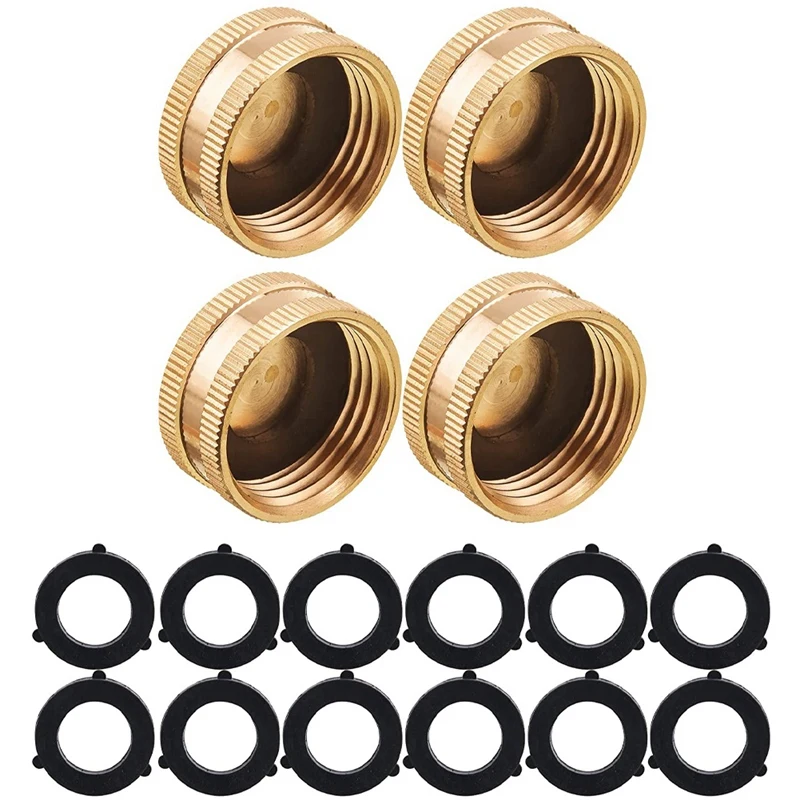 

Garden Hose Female End Cap, Brass Spigot Cap With Extra 12 Washers, 3/4 Inch, 4-Pack Retail