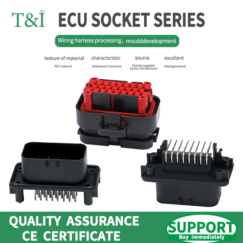 

T&I 1/5/20PCS ECU Controller 8 14 23 35Pin Positions AMPSEAL PCB Mount Housing Plug Header Vertical Male 776228-1 770680-1