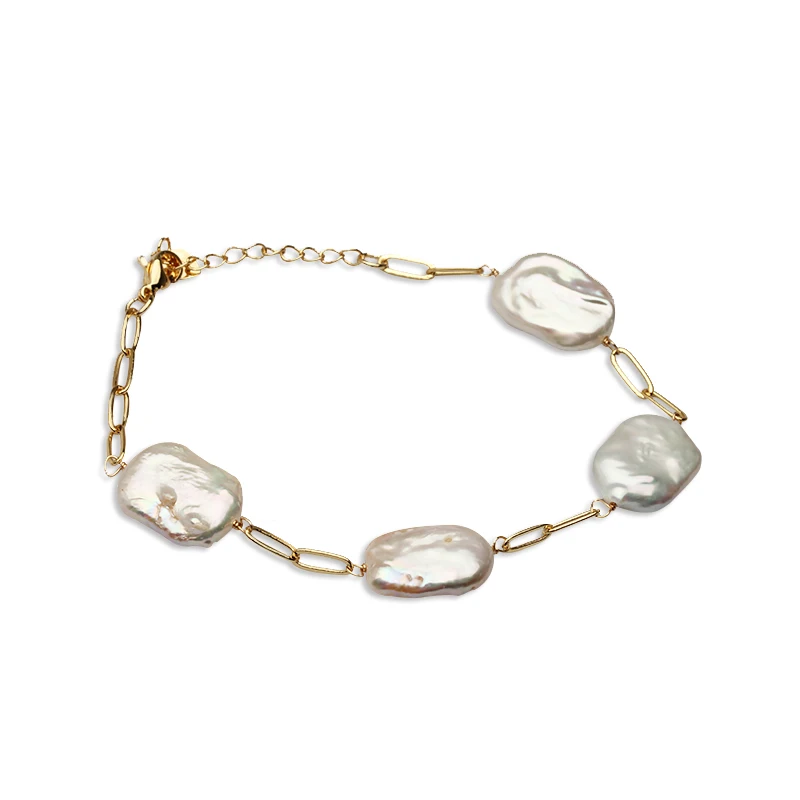 

2023 New Natural Freshwater Baroque Pearl Bracelet For Women,White Wedding Pearl Bracelet Engagement Gift