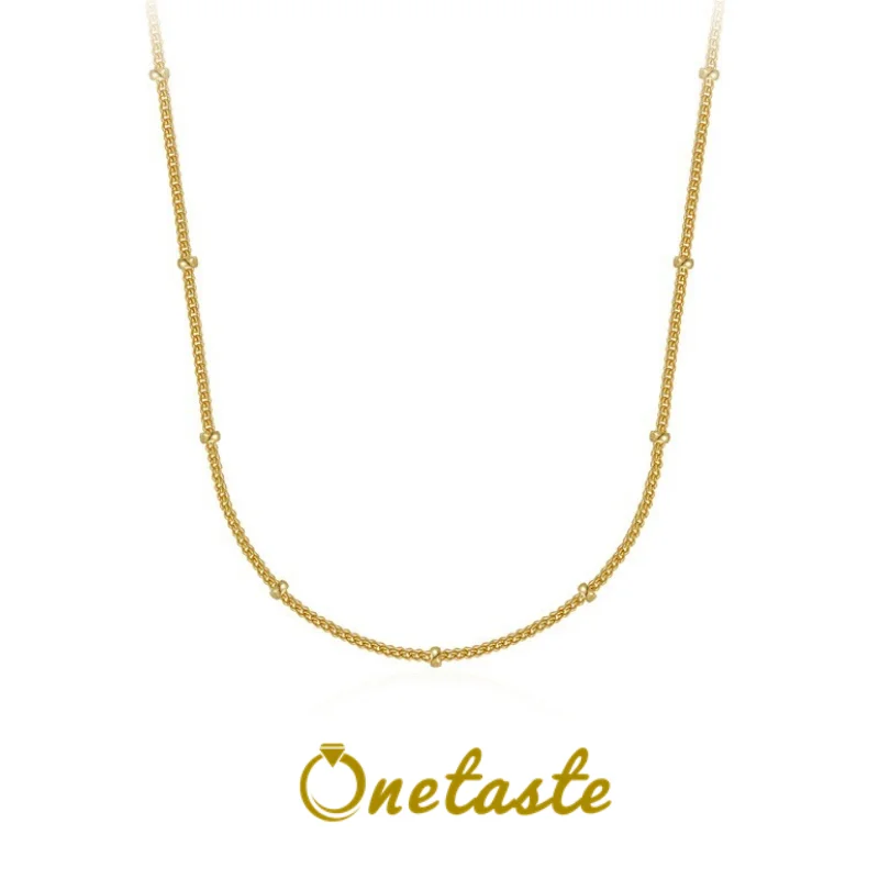 

Simple 925 Sterling Silver Gold Plated Choker Necklace For Women Minimalism Bead Chain Necklaces