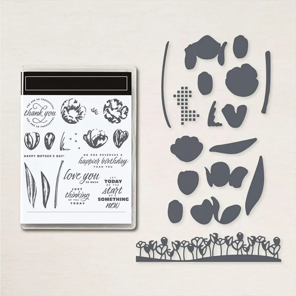 

2022 New Arrival Clear Stamps with Metal Cutting Dies Sets for DIY Craft Making Greeting Card Scrapbooking-Flowers