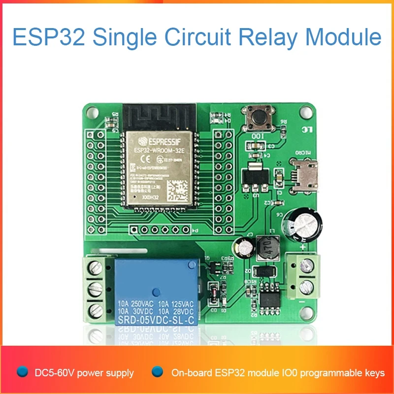 

1PC Green DC5-60V Power Supply Single Relay Module ESP32-WROOM Development Board