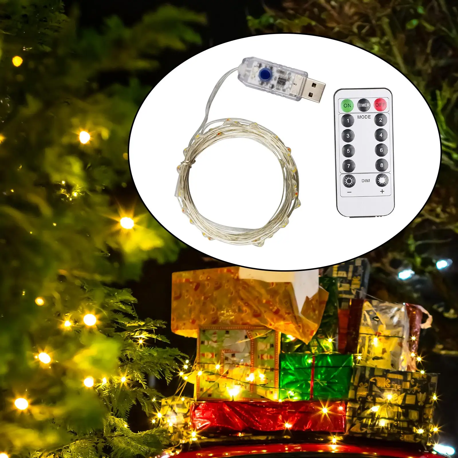 

LED String Light Remote Control USB Christmas Light Ornament Waterproof Lighting Lamp for Party Garden Patio Decor