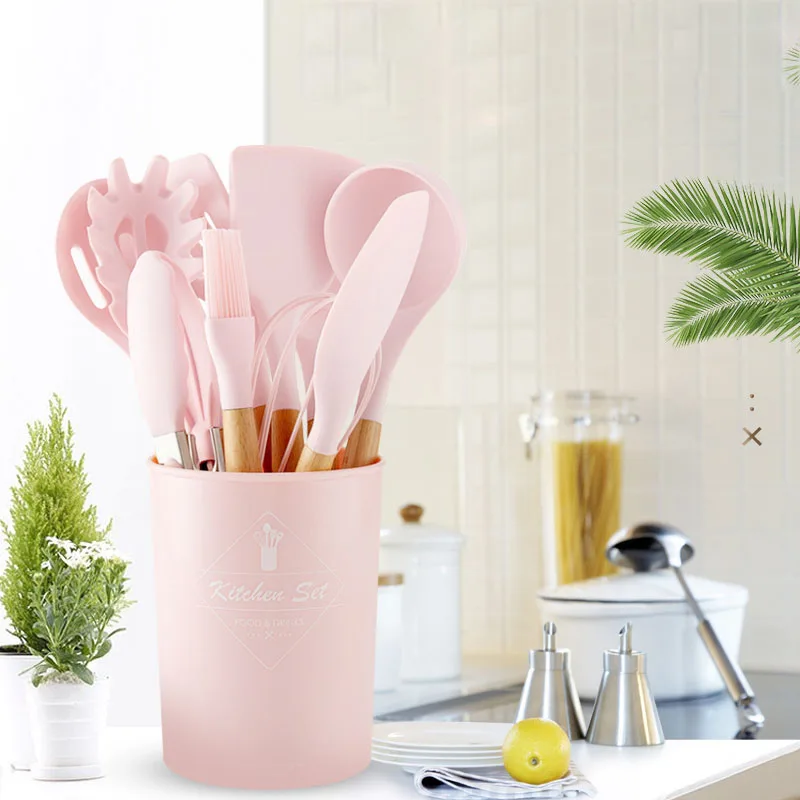 

Cookware Non Stick Cooking Pot Tools Premium Silicone Utensil Spatula Soup Spoon Shovel Oil Brush Kitchenware Kitchen Accessorie