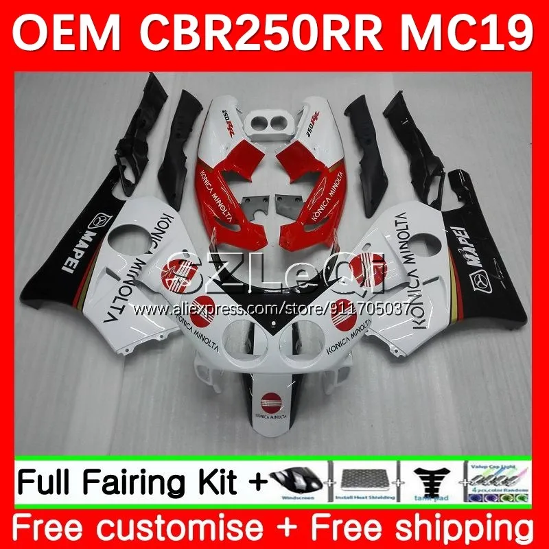 

KONICA red Injection Body For HONDA CBR250RR MC19 CBR250 CBR 250 RR CC 250RR 88 89 CBR 250CC 1988 1989 OEM Fairing Kit 26LQ.10