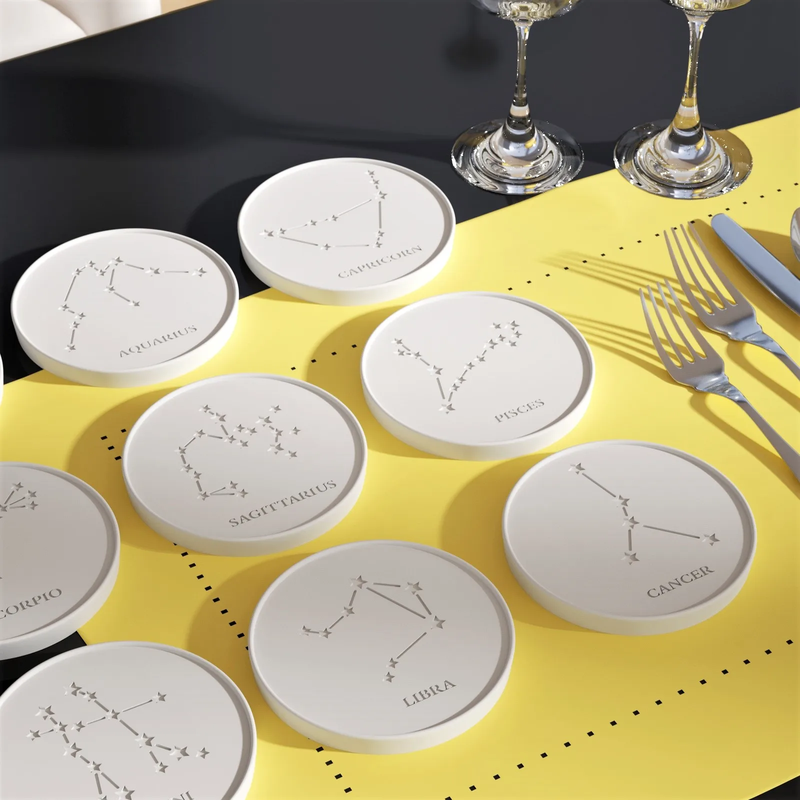 

12 Constellations Round Coaster Silicone Mold for Cement DIY Epoxy Resin Concrete Cup Mat Mould Home Decoration