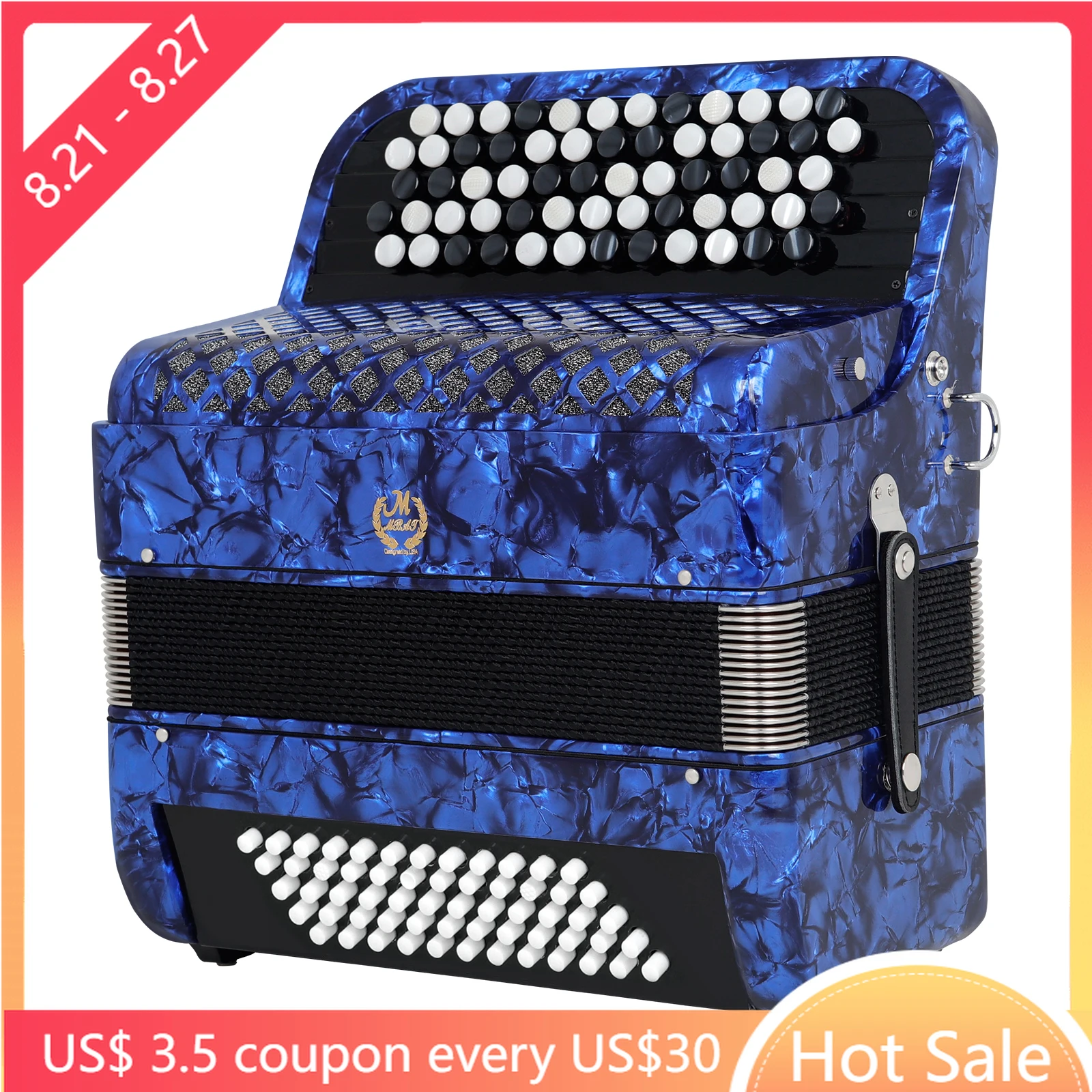 M MBAT 62 Keys 60 Bass Accordion Professional Accordion With Storage Bag Keyboard Instruments Accordion For Teaching/Performance