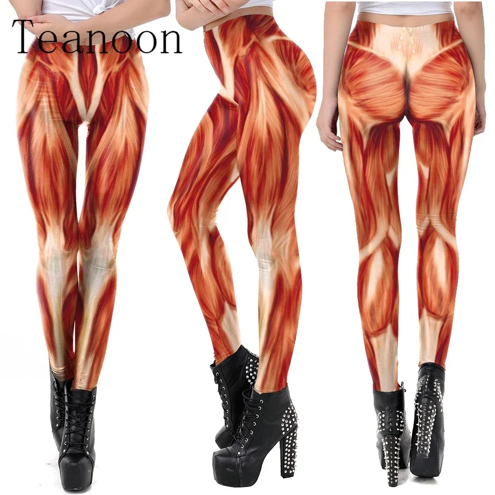Teanoon забавные леггинсы для мышц женские штаны фитнеса одежда карнавала