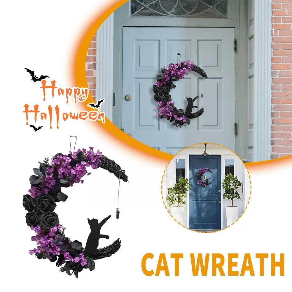 Halloween Wreath Moon For Rose Garland Front Door Decorations For Home Holiday Office Farmhouse Thanksgiving Ornament G E2c2