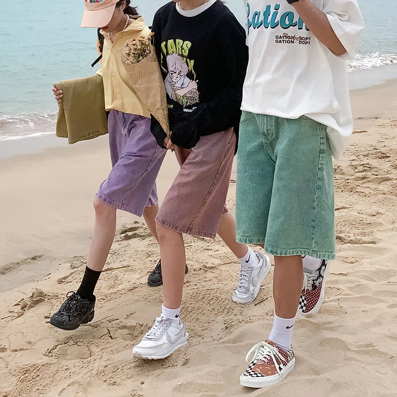 

Privathinker, 5 цветов, мужские джинсовые шорты, свободные, корейский стиль, винтажные короткие брюки, высокая талия, унисекс, модные, Harajuku штаны