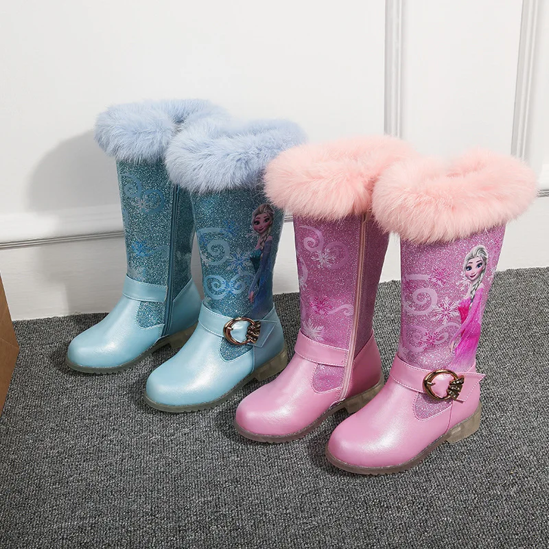 

Disney Frozen Elsa Kids High Boots Winter Elsa Princess Boots Snow Children Over The Knee Boots For Girls Snow Shoes Size 25-35