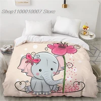 3 pcs 3d printed cartoon elephant duvet cover 240x220 king size printing no pillowcases and no sheets home textiles comforter