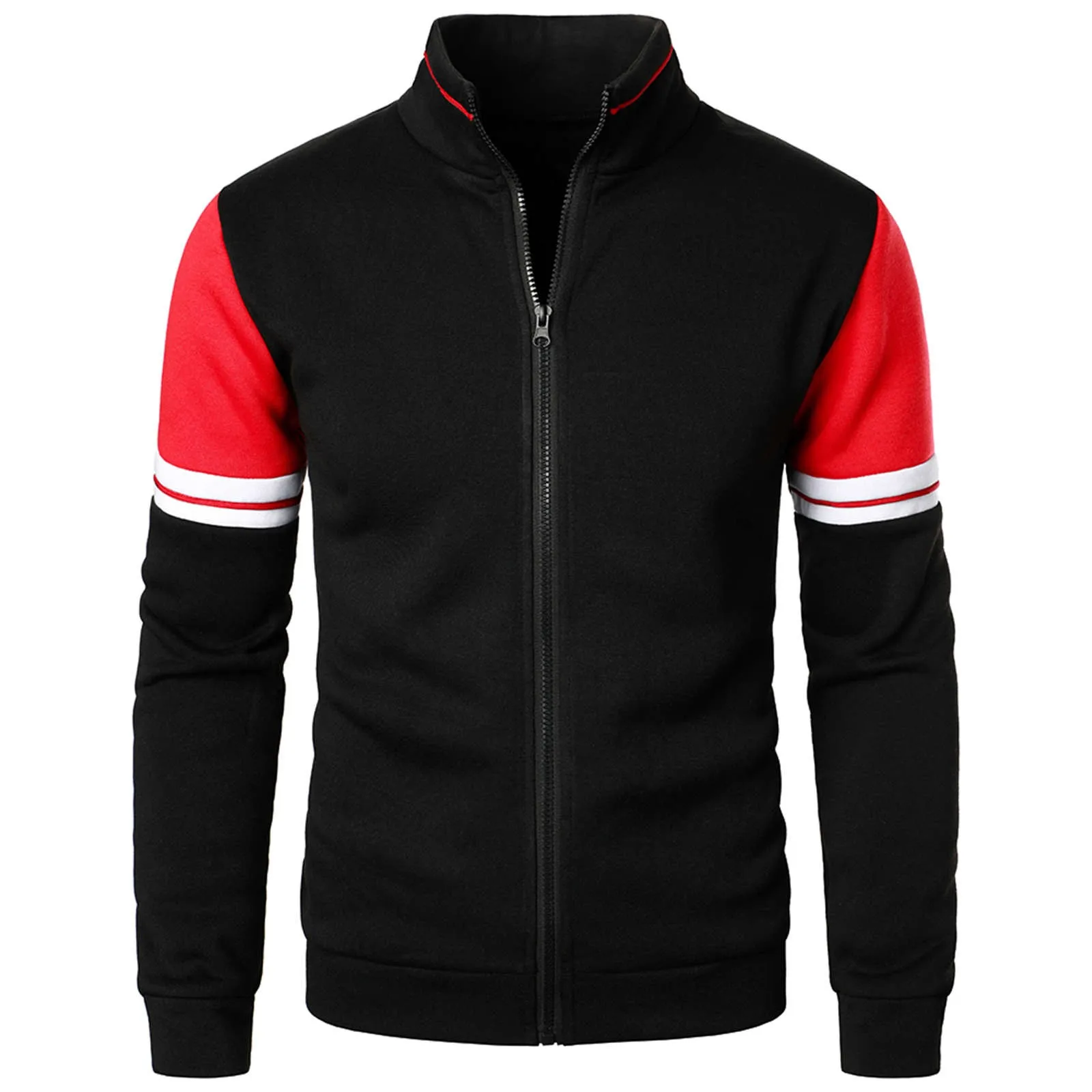 

Men's Autumn And Winter Jacket Sports And Leisure Thickened Cotton Stitching Contrast Color Patchwork Zipper Jackets male coat