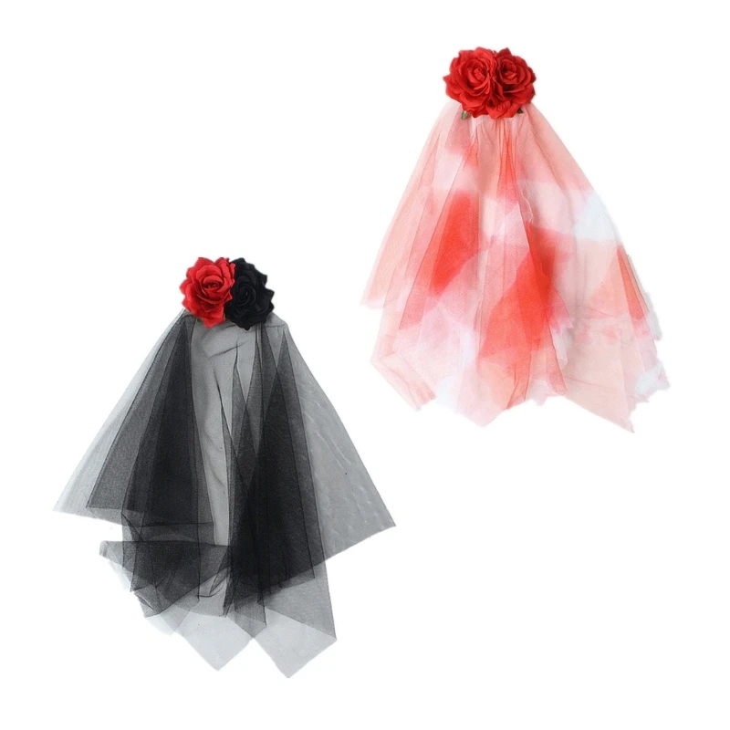 Свадебная пряжа в стиле панк головные уборы с цветком свадебная короткая