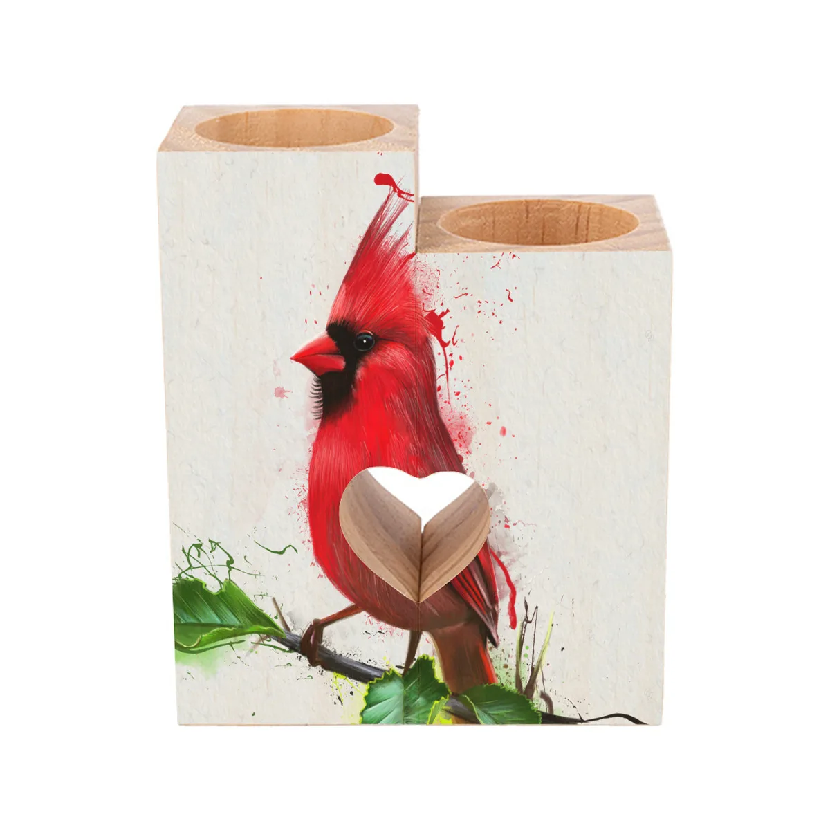 

Candleholders Set Of 2 Cardinal Bird Watercolor Tealight Candle Holder Stand Tea Lights Wooden Candlestick Candles Pedestal Hear