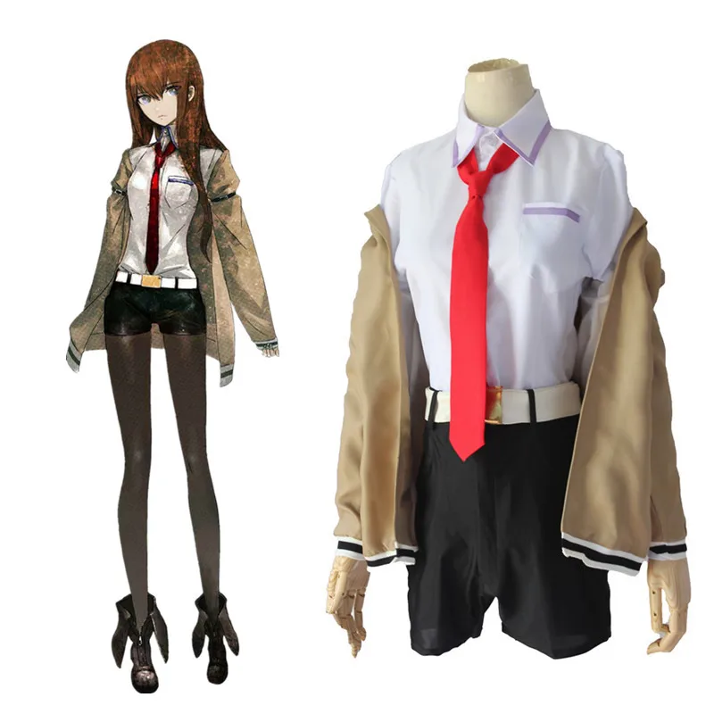 

Fancy Women Steins Gate Cosplay Costume Japanese Anime Cosplay Makise Kurisu Cosplay Jacket Coat Outfit Suits Uniform