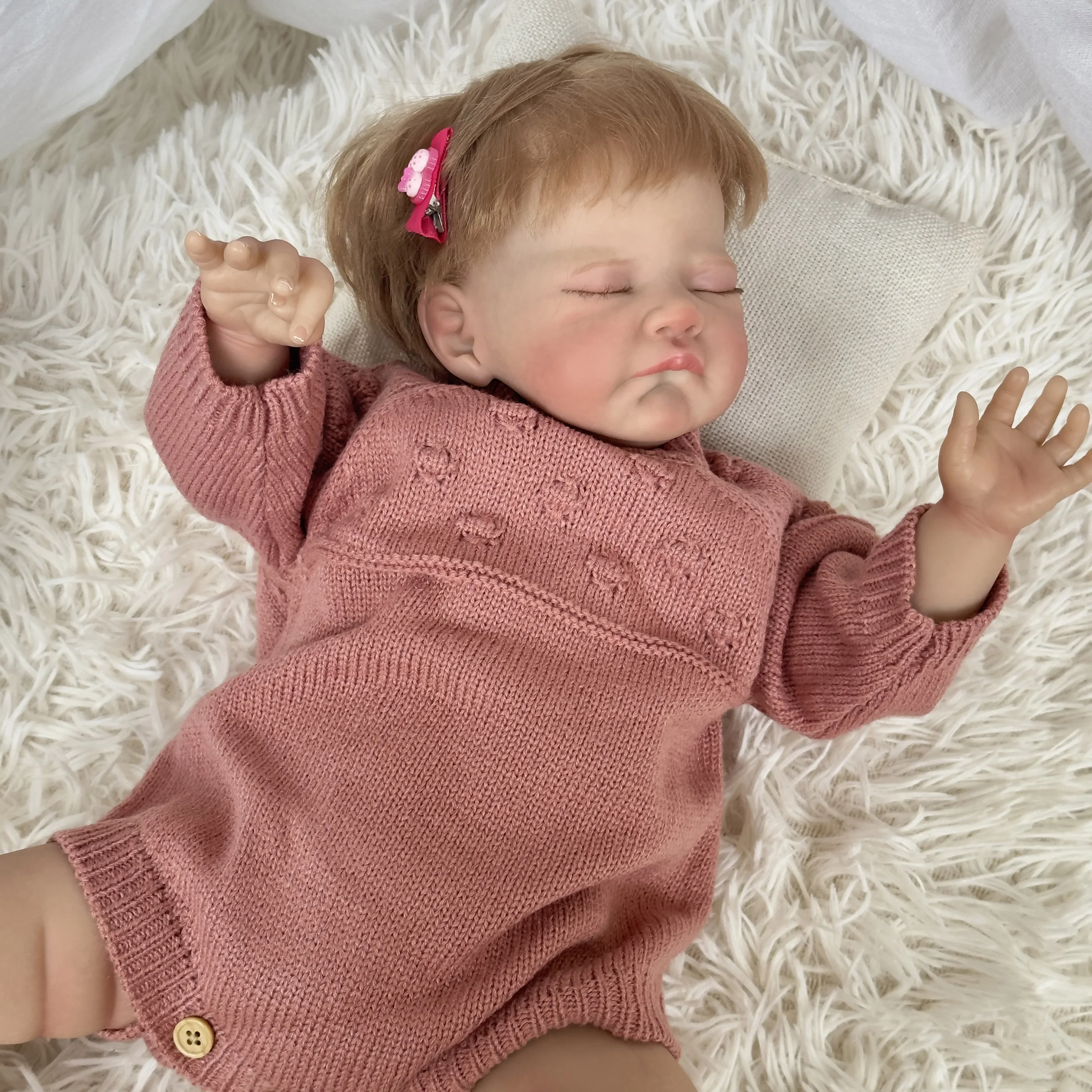 19-дюймовая кукла August Sleeping Reborn с мягким телом уже окрашенная готовая 3D-картина