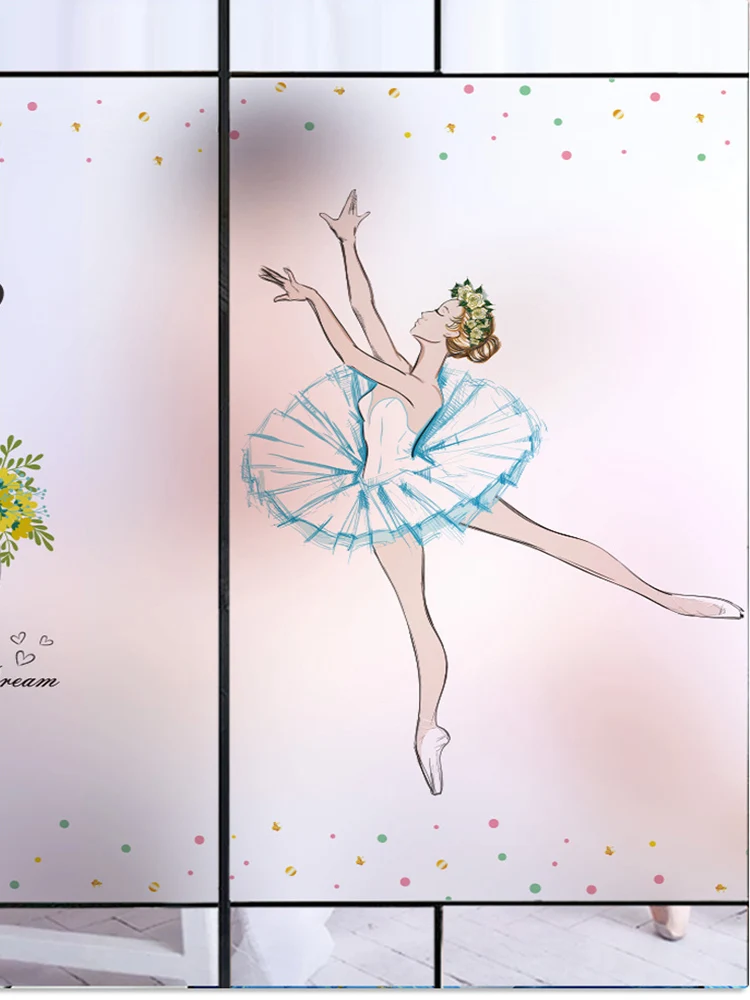 

Матовая наклейка на окна балерины, затенение, для гостиной, танцевальной комнаты, раздвижная дверь, непрозрачная, защита от глаз